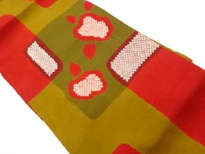 ふくれ織絞り四角に抽象花模様名古屋帯